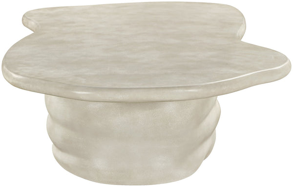 Meridian Furniture Branna Fiber Reinforced Concrete Coffee Table Art Deco Sculptural Form Indoor Outdoor Living Beige 657Sand-CT