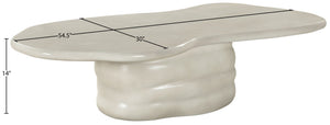 Meridian Furniture Branna Fiber Reinforced Concrete Coffee Table Art Deco Sculptural Form Indoor Outdoor Living Taupe 657Taupe-CT