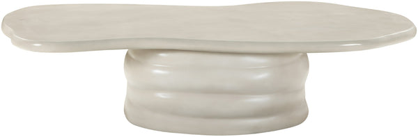 Meridian Furniture Branna Fiber Reinforced Concrete Coffee Table Art Deco Sculptural Form Indoor Outdoor Living Taupe 657Taupe-CT