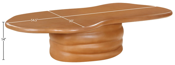 Meridian Furniture Branna Fiber Reinforced Concrete Coffee Table Art Deco Sculptural Form Indoor Outdoor Living Terracotta 657Terracotta-CT