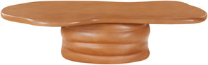 Meridian Furniture Branna Fiber Reinforced Concrete Coffee Table Art Deco Sculptural Form Indoor Outdoor Living Terracotta 657Terracotta-CT