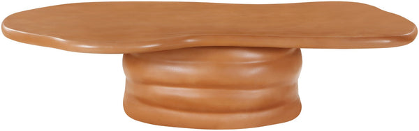 Meridian Furniture Branna Fiber Reinforced Concrete Coffee Table Art Deco Sculptural Form Indoor Outdoor Living Terracotta 657Terracotta-CT