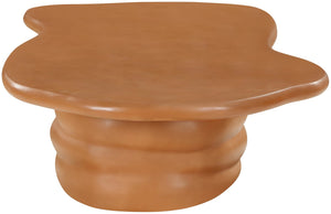 Meridian Furniture Branna Fiber Reinforced Concrete Coffee Table Art Deco Sculptural Form Indoor Outdoor Living Terracotta 657Terracotta-CT