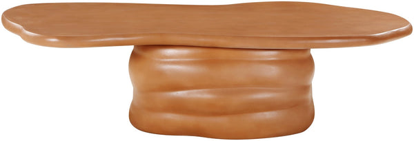 Meridian Furniture Branna Fiber Reinforced Concrete Coffee Table Art Deco Sculptural Form Indoor Outdoor Living Terracotta 657Terracotta-CT