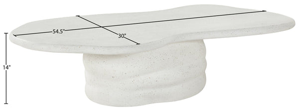 Meridian Furniture Branna Fiber Reinforced Concrete Coffee Table Art Deco Sculptural Form Indoor Outdoor Living Terrazzo 657Trzo-CT
