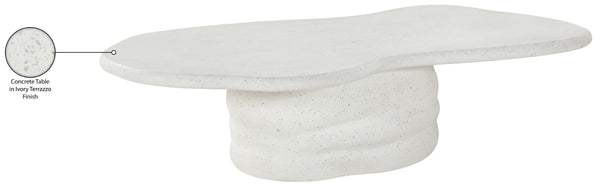 Meridian Furniture Branna Fiber Reinforced Concrete Coffee Table Art Deco Sculptural Form Indoor Outdoor Living Terrazzo 657Trzo-CT