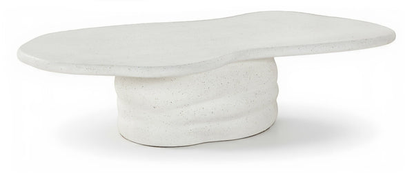Meridian Furniture Branna Fiber Reinforced Concrete Coffee Table Art Deco Sculptural Form Indoor Outdoor Living Terrazzo 657Trzo-CT