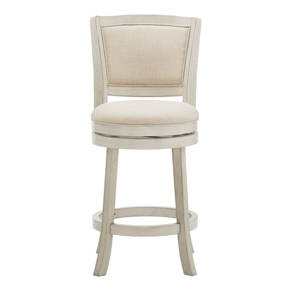 Homelegance Swivel Counter Stool Hardwood Frame Upholstered Seat for Kitchen Islands and Bars Antique White / Beige 657WHC1-24BL