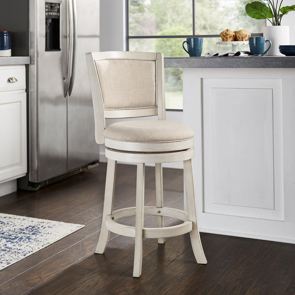 Swivel Counter Stool Hardwood Frame Upholstered Seat for Kitchen Islands and Bars