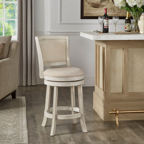 Swivel Counter Stool Hardwood Frame Upholstered Seat for Kitchen Islands and Bars