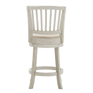 Hardwood Swivel Counter Stool Slatted Back Upholstered Seat for Kitchen or Bar Area