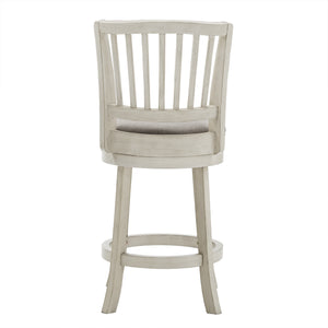 Hardwood Swivel Counter Stool Slatted Back Upholstered Seat for Kitchen or Bar Area