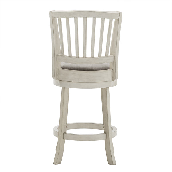 Hardwood Swivel Counter Stool Slatted Back Upholstered Seat for Kitchen or Bar Area