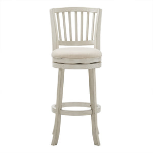 Swivel Bar Stool Slatted Back Rubberwood Frame Upholstered Seat Counter Height