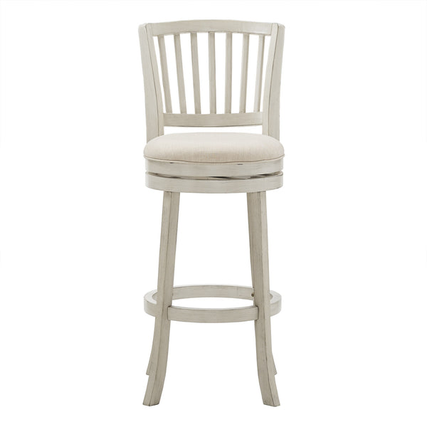 Swivel Bar Stool Slatted Back Rubberwood Frame Upholstered Seat Counter Height