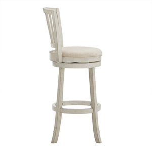 Swivel Bar Stool Slatted Back Rubberwood Frame Upholstered Seat Counter Height