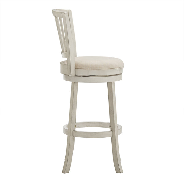 Swivel Bar Stool Slatted Back Rubberwood Frame Upholstered Seat Counter Height