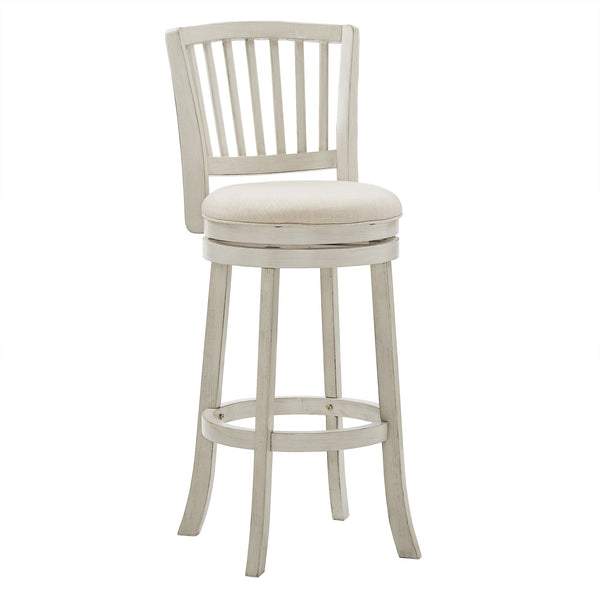 Swivel Bar Stool Slatted Back Rubberwood Frame Upholstered Seat Counter Height
