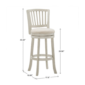 Swivel Bar Stool Slatted Back Rubberwood Frame Upholstered Seat Counter Height