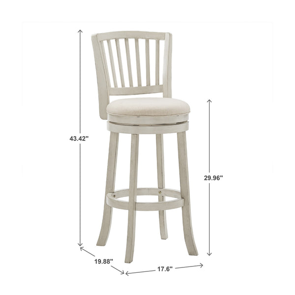 Swivel Bar Stool Slatted Back Rubberwood Frame Upholstered Seat Counter Height