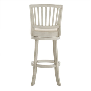 Swivel Bar Stool Slatted Back Rubberwood Frame Upholstered Seat Counter Height