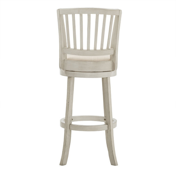 Swivel Bar Stool Slatted Back Rubberwood Frame Upholstered Seat Counter Height