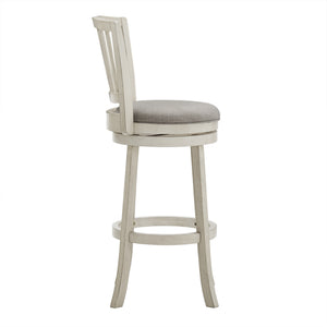 Swivel Bar Stool Slatted Back Rubberwood Frame Upholstered Seat Counter Height