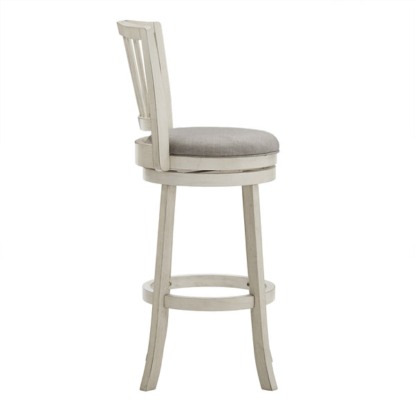 Swivel Bar Stool Slatted Back Rubberwood Frame Upholstered Seat Counter Height