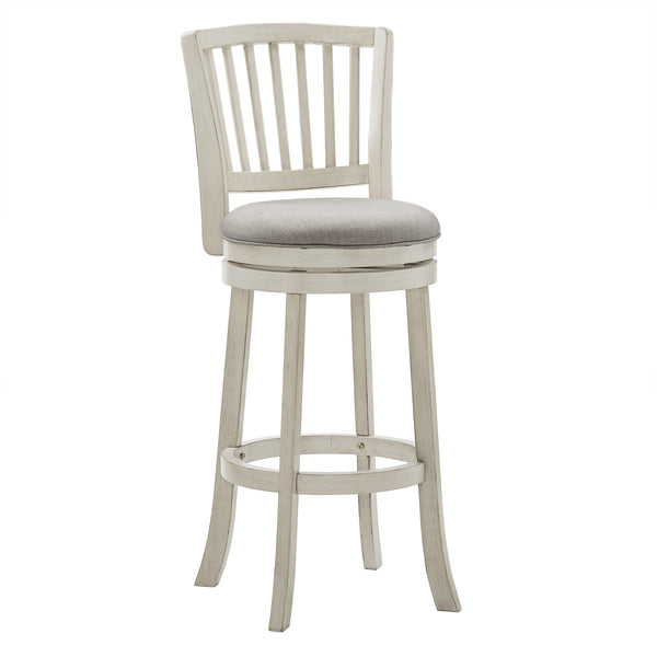 Swivel Bar Stool Slatted Back Rubberwood Frame Upholstered Seat Counter Height