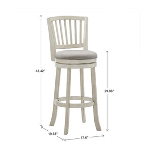 Swivel Bar Stool Slatted Back Rubberwood Frame Upholstered Seat Counter Height
