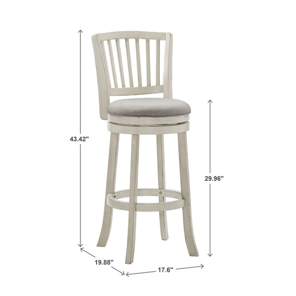Swivel Bar Stool Slatted Back Rubberwood Frame Upholstered Seat Counter Height