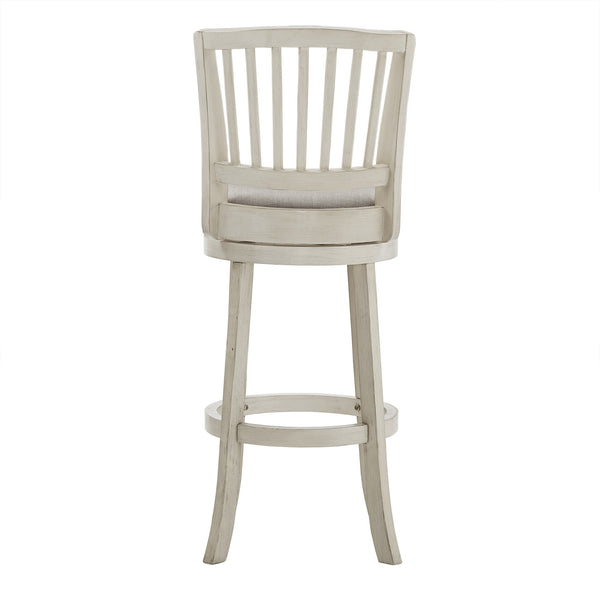 Swivel Bar Stool Slatted Back Rubberwood Frame Upholstered Seat Counter Height