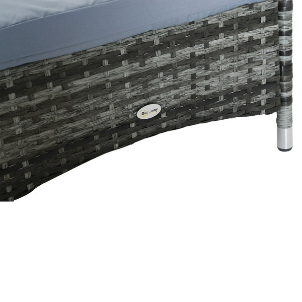 English Elm Outsunny Wicker Outdoor Chaise Lounge Chair With Wheels, 5-Level Recline, Cushion & Headrest Comfort W2225P174007-GIGA