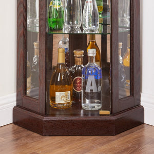 English Elm Corner Curio Cabinet Lighted Glass Display Case with Mirrored Back for Living Room W2275P194428