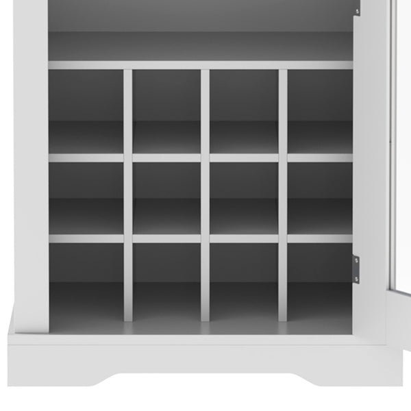 English Elm Bar Cabinet Farmhouse 69 Inch with Rgb Led Barn Door Wine Rack and Charging Station White N728P438603W