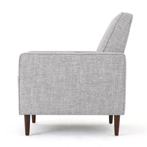 English Elm Christopher Knight Home® - Fabric Recliner Chair Mid-Century Modern Pushback Single Sofa with Tufted Cushion, Birch Legs, Cozy Comfort LIGHT GREY 60741.00LGT