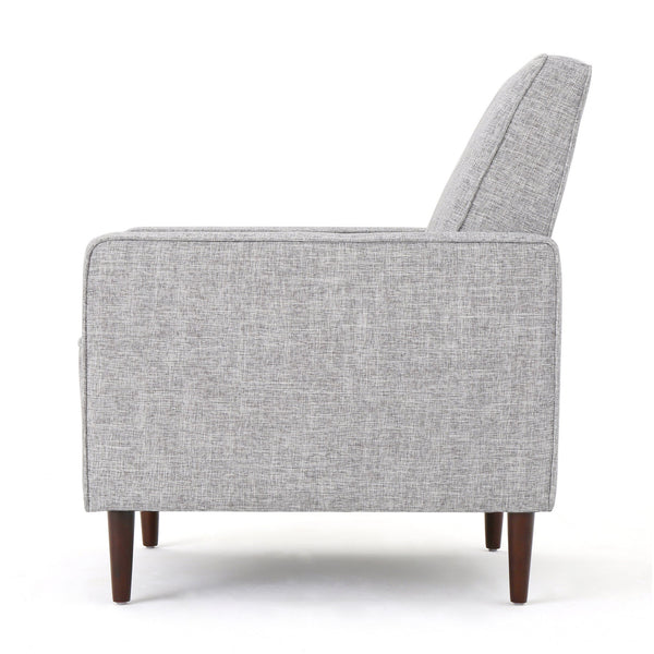 English Elm Christopher Knight Home® - Fabric Recliner Chair Mid-Century Modern Pushback Single Sofa with Tufted Cushion, Birch Legs, Cozy Comfort LIGHT GREY 60741.00LGT