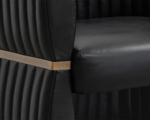 Sunpan Tryor Lounge Chair - Luxurious Top Grain Leather with Antique Brass Accent for Contemporary Living Spaces Vintage Black Night Leather