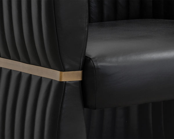 Sunpan Tryor Lounge Chair - Luxurious Top Grain Leather with Antique Brass Accent for Contemporary Living Spaces Vintage Black Night Leather