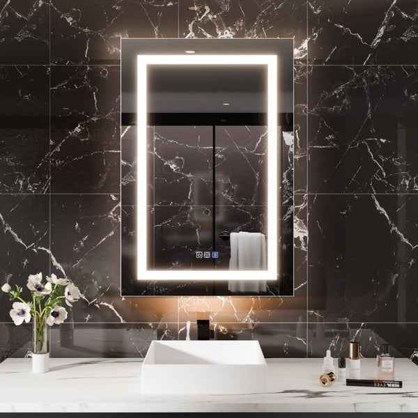 English Elm Smart Led Medicine Cabinet with Anti-fog Mirror Gfci Outlet Dimming Bathroom Storage W637P382875