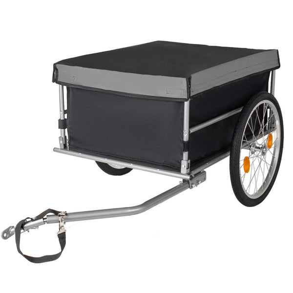 English Elm Foldable Bike Cargo Trailer with 20 Inch Tires Steel Frame and Weatherproof Oxford Cover Black W2932P405182