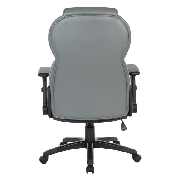 OSP Home Furnishings Exec Bonded Leather High Back Office Chair with Lumbar Support and Ergonomic Tilt Grey EC91150-EC42