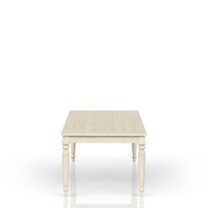 English Elm Table with Leaf Solid Wood Dining Table with 18" Extendable Leaf, Whitewashed Coastal Farmhouse Charm White 73.75 L x 45.75 W x 7.5 H B2699P346373