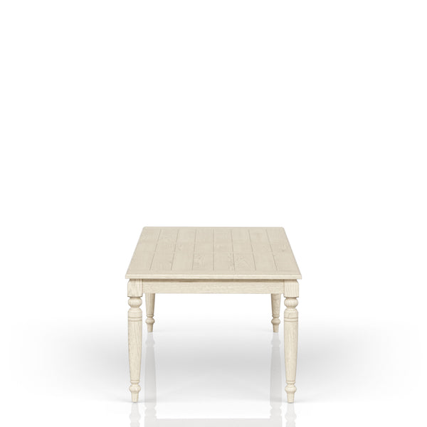 English Elm Table with Leaf Solid Wood Dining Table with 18" Extendable Leaf, Whitewashed Coastal Farmhouse Charm White 73.75 L x 45.75 W x 7.5 H B2699P346373