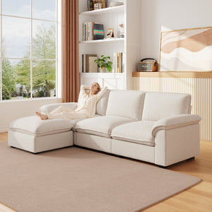 English Elm Cloud Sectional Sofa with Movable Chaise Soft Chenille Upholstery for Modern Living Rooms Beige W1359S00062