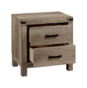 English Elm 1pc Nightstand with Three Spacious Drawers White Mist Finish Metal Hardware Mirrored Top Elegant Storage Brown 27 L x 19 W x 28 H B011P228961