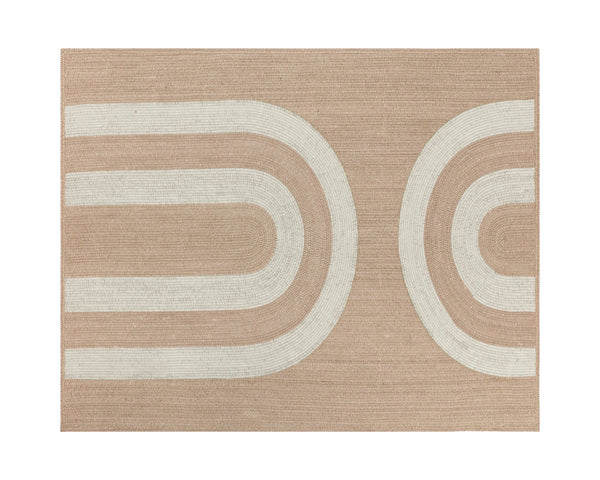 Sunpan Derby Hand-Woven Rug: Unique Crescent Pattern, Artisan Crafted from Recycled Materials for Indoors & Outdoors 8' X 10'
