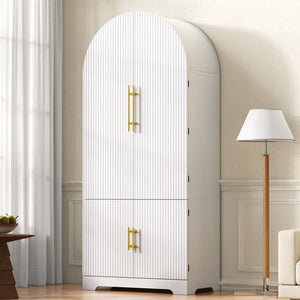 English Elm K&k Farmhouse Pantry Cabinet 72 Inch Tall Mdf Cupboard with Adjustable Shelves White N707S000020W