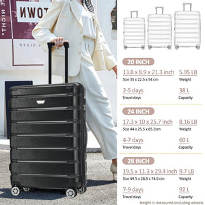 English Elm Hardshell 3 Piece Travel Set with Spinner Wheels Abs Pc Suitcase for Easy Airport Rolling N730P245304B