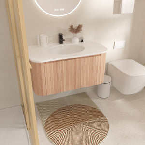 English Elm Arcora 36 Inch Wall Mounted Floating Bathroom Vanity With Curved Sink, Soft Close Drawer & Modern Design W3235P336190